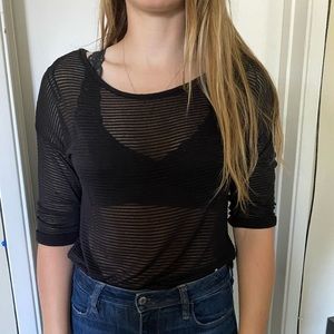 Long sleeve see through blouse